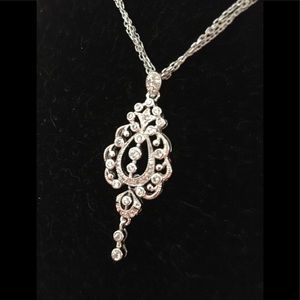 SterlingSilver Art Deco Simulated Diamond Necklace
